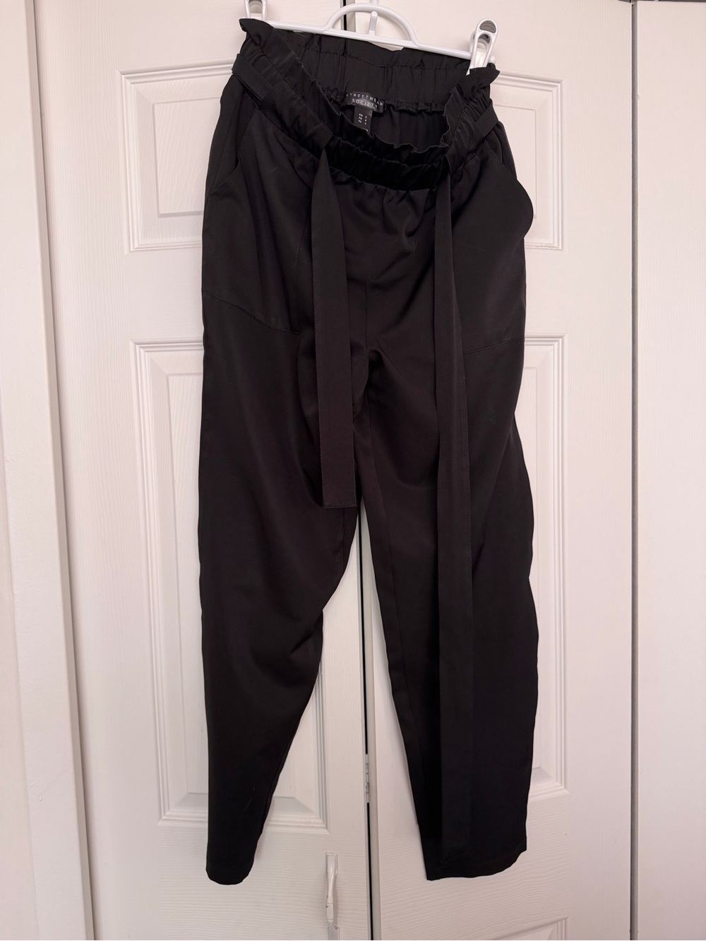 Urban Planet Black Paperbag Waist Straight-Leg Pants